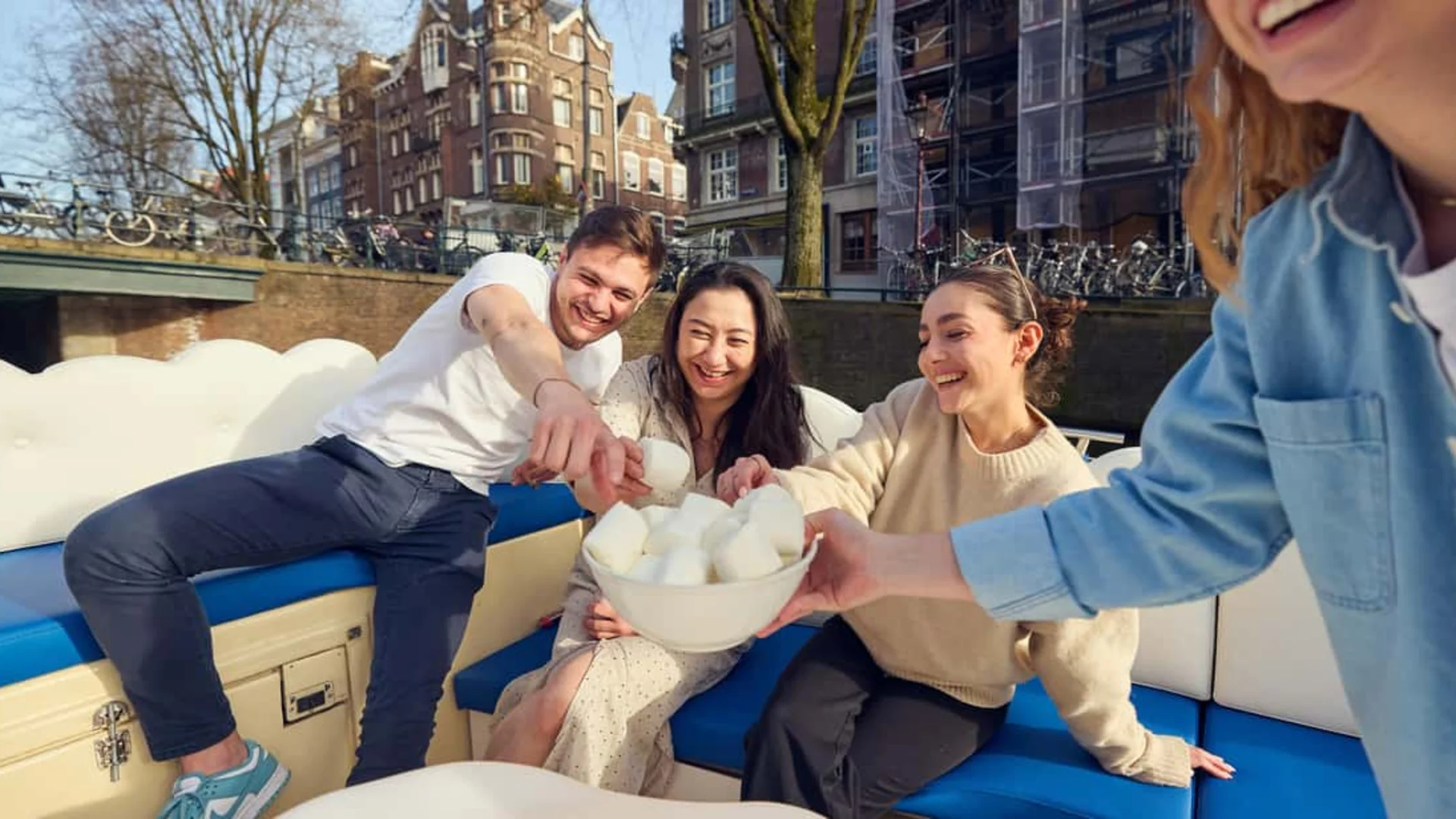 Amsterdam smoke boat tour at sunset