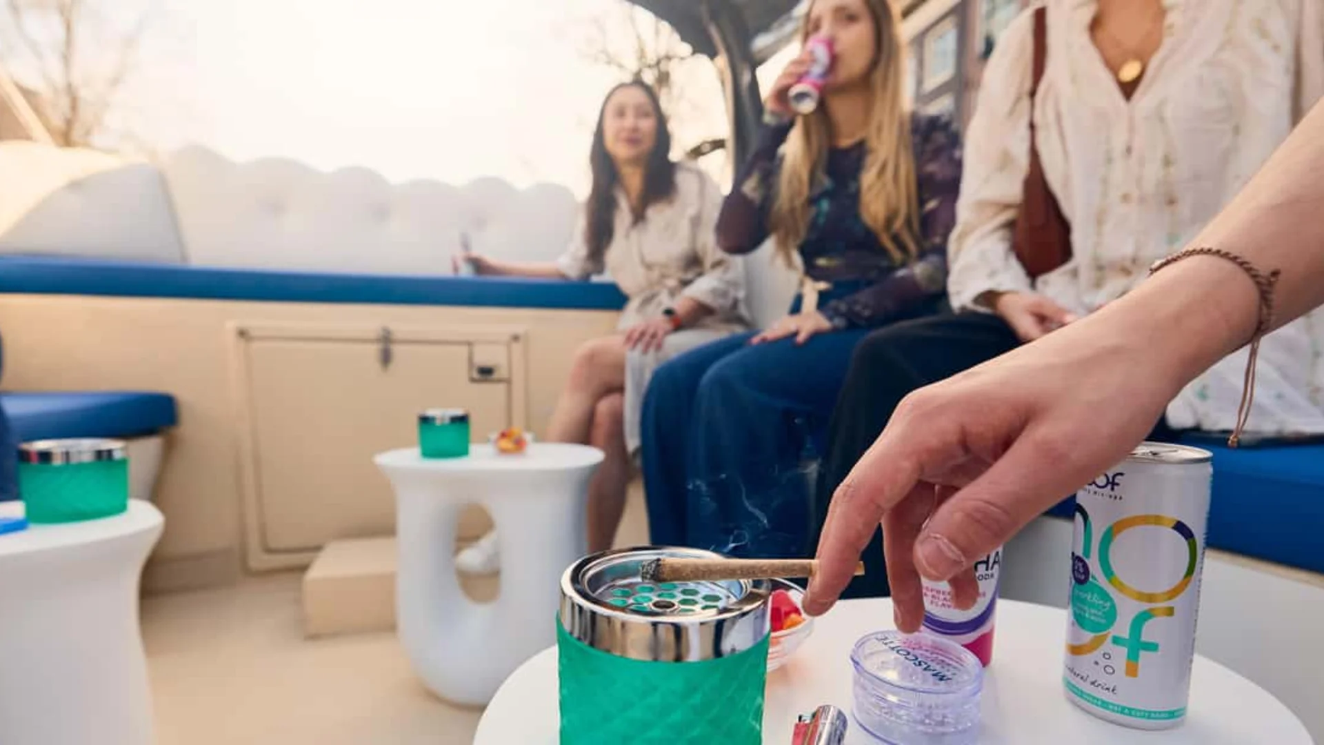 Cannabis boat Amsterdam with fully stocked bar
